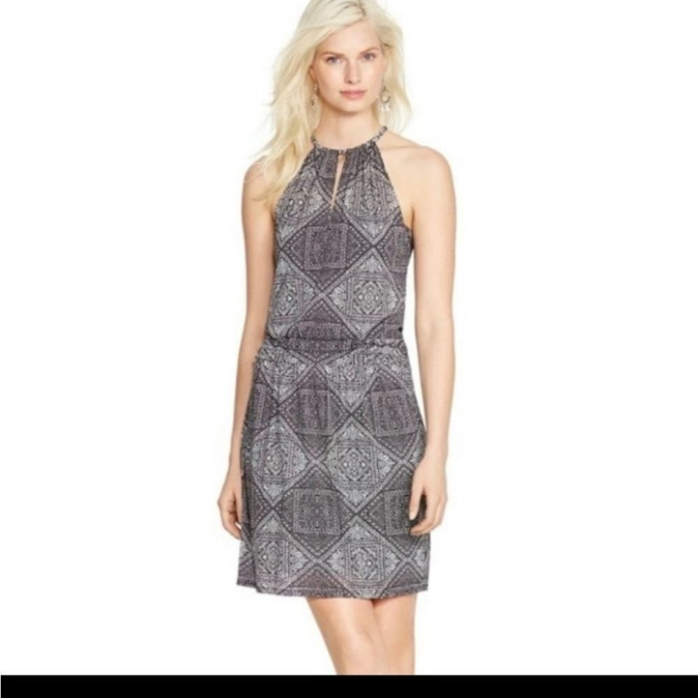 White House Black Market High Neck Printed Dress EUC